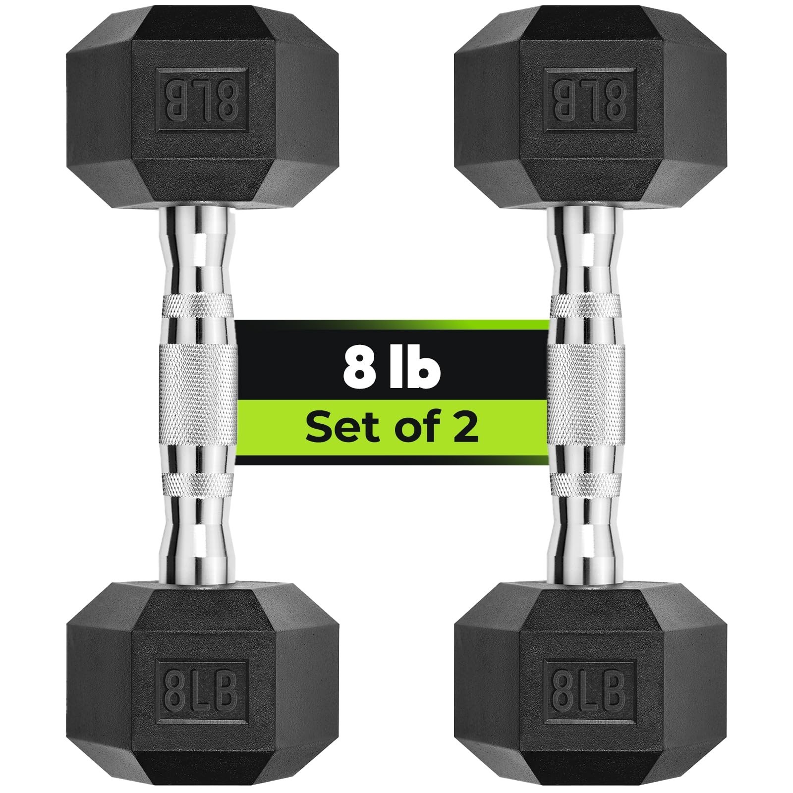 HANDBODE Hex Dumbbell Set, 2.5-65 lb Rubber Encased Exercise & Fitness Dumbbe...