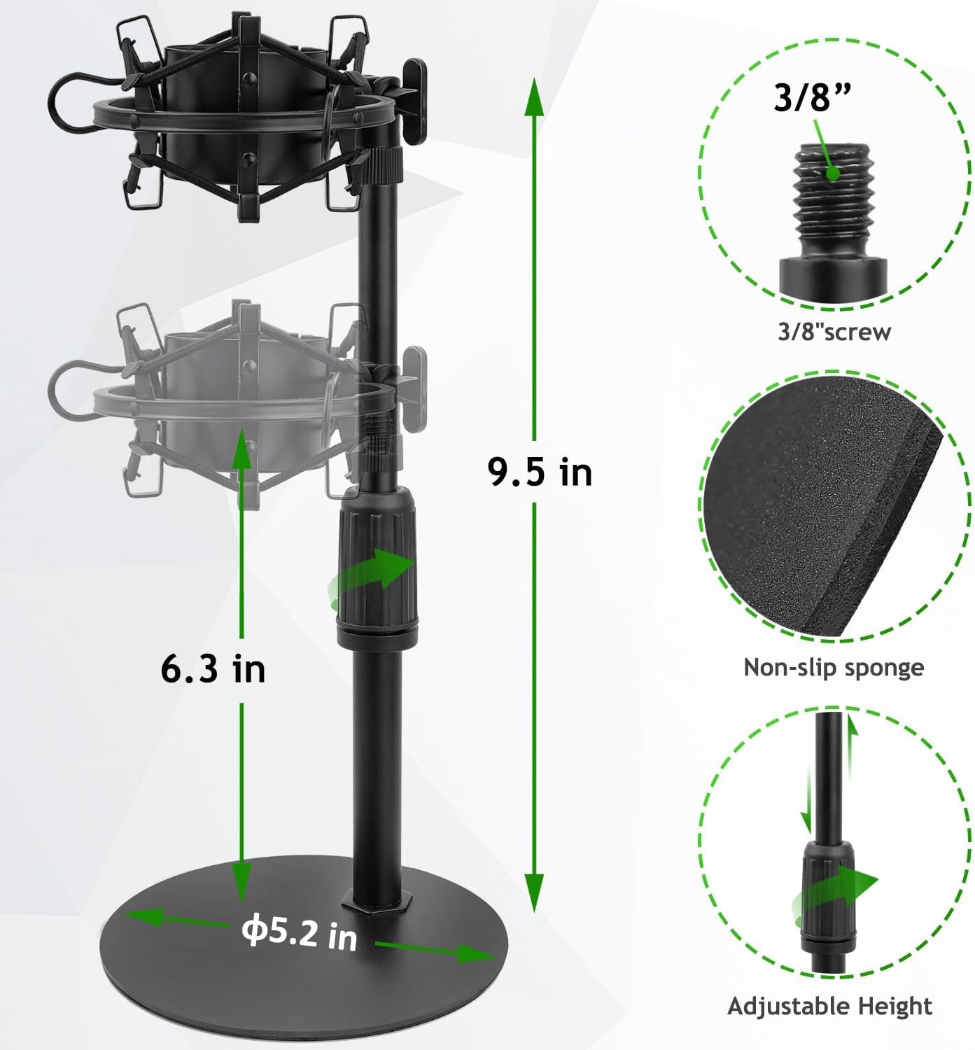 Upgraded Desktop Microphone Stand with Shock Mount and Windscreen