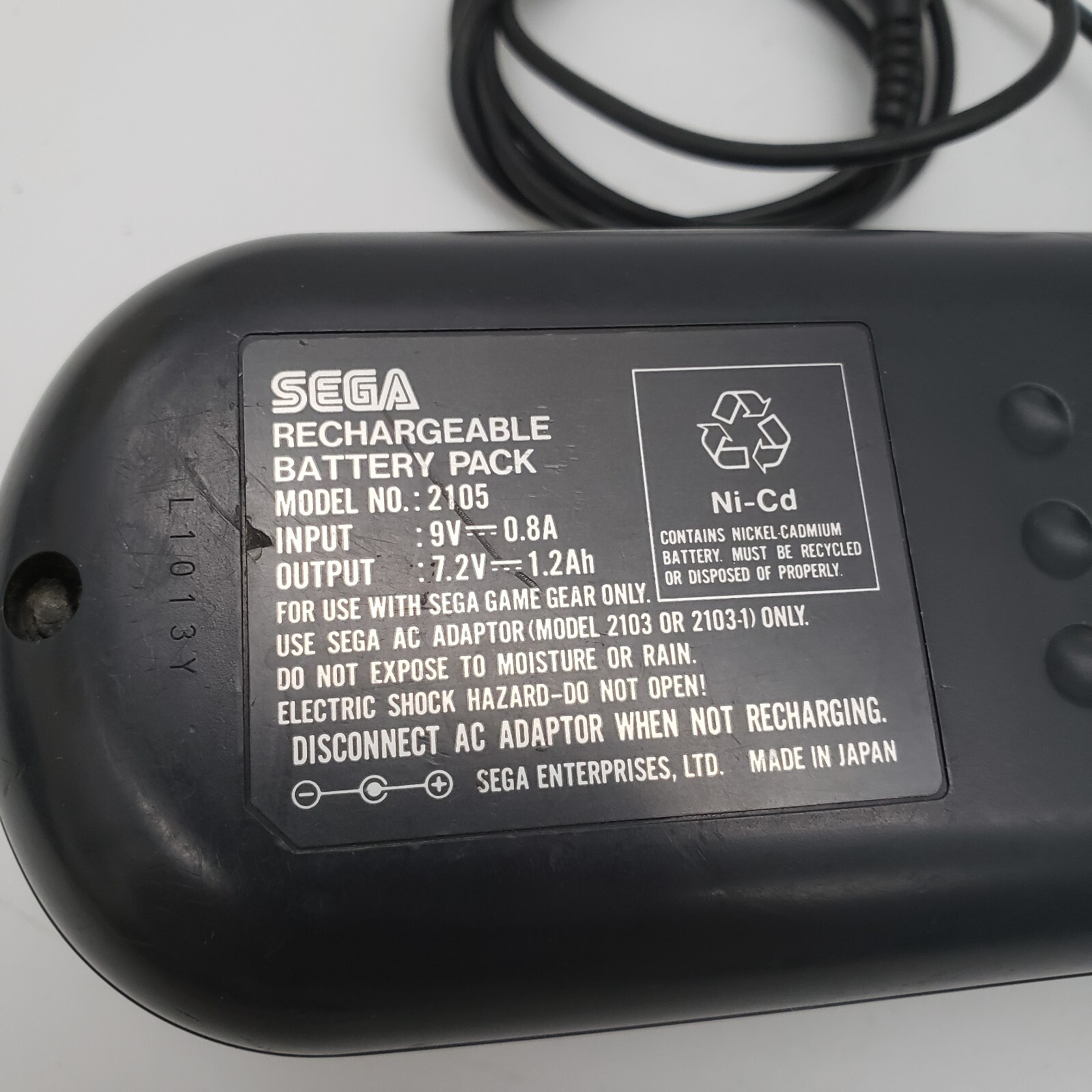 Sega Game Gear System Console Rechargeable Battery Pack 2105