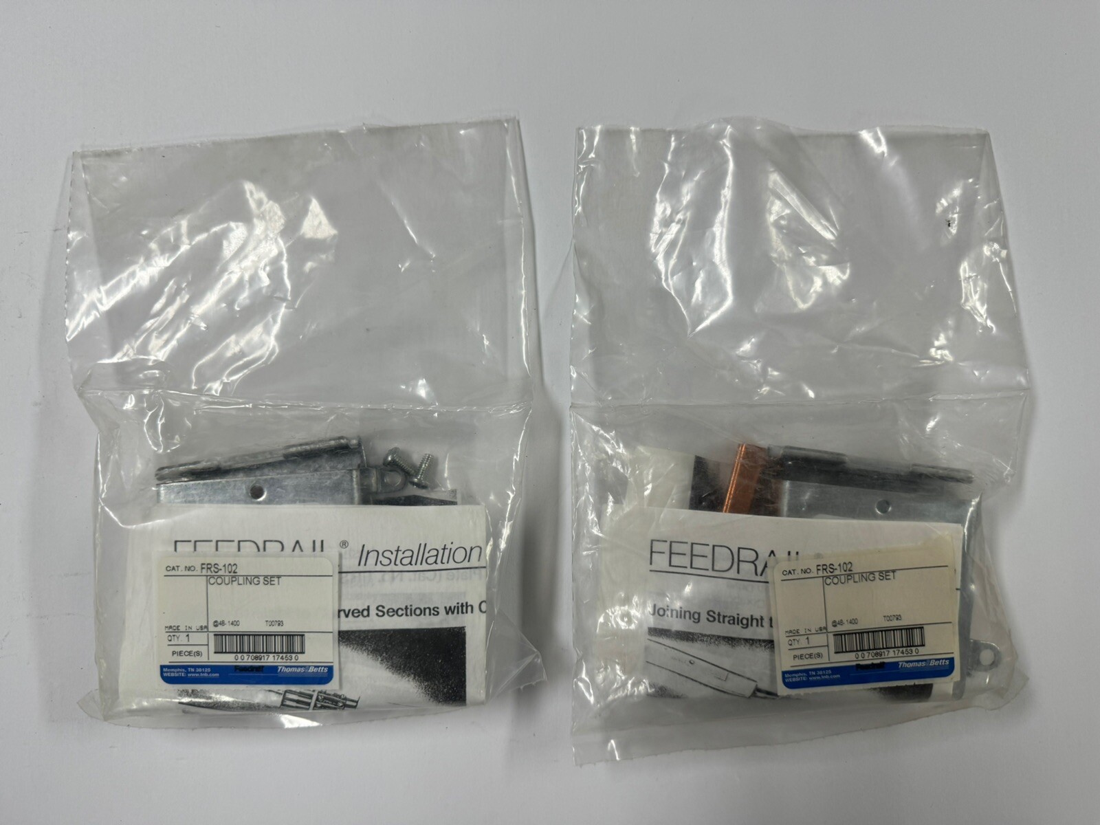(LOT of 2) FRS-102 THOMAS & BETTS T & B COUPLING SET FEED RAIL SET FRS102