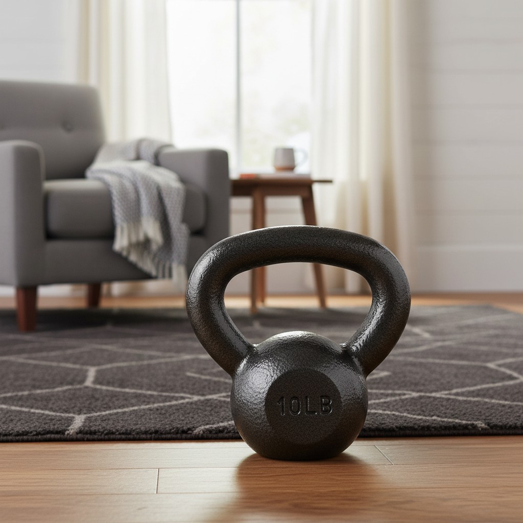 Cast Iron Kettlebell 10 Pound Black Heavy Resistance Training Equipment