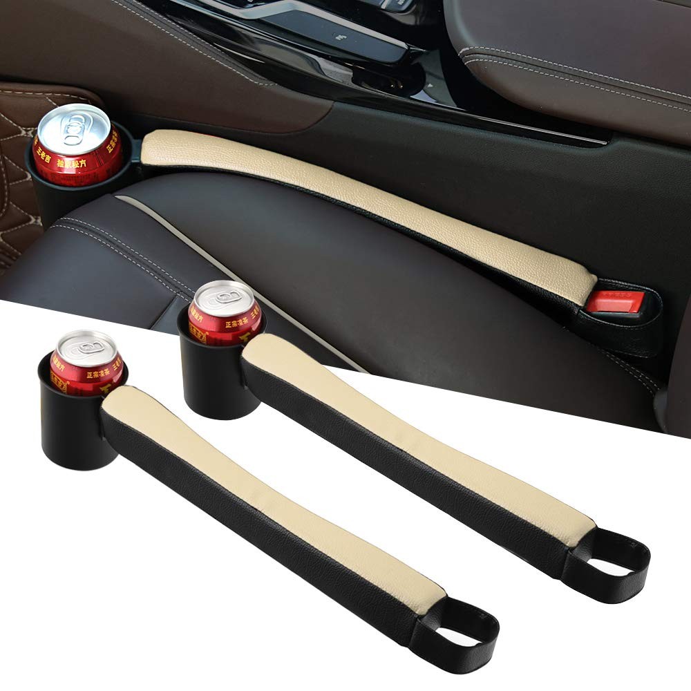 Car Seat Gap Filler Pad PU Leather Console Organizer with Cup Holder -