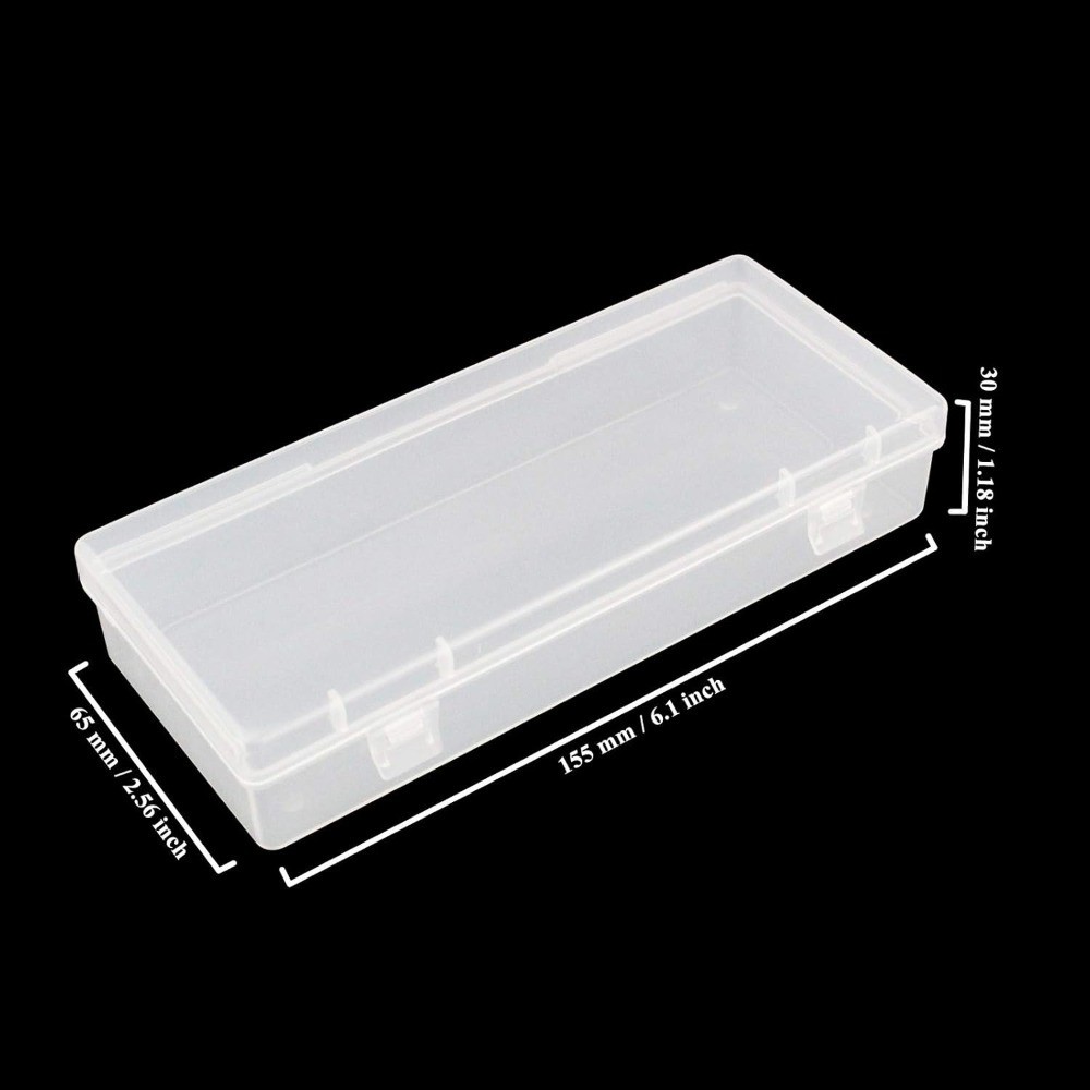 6 Pack Clear Plastic Storage Containers with Hinged Lids for Beads Crafts