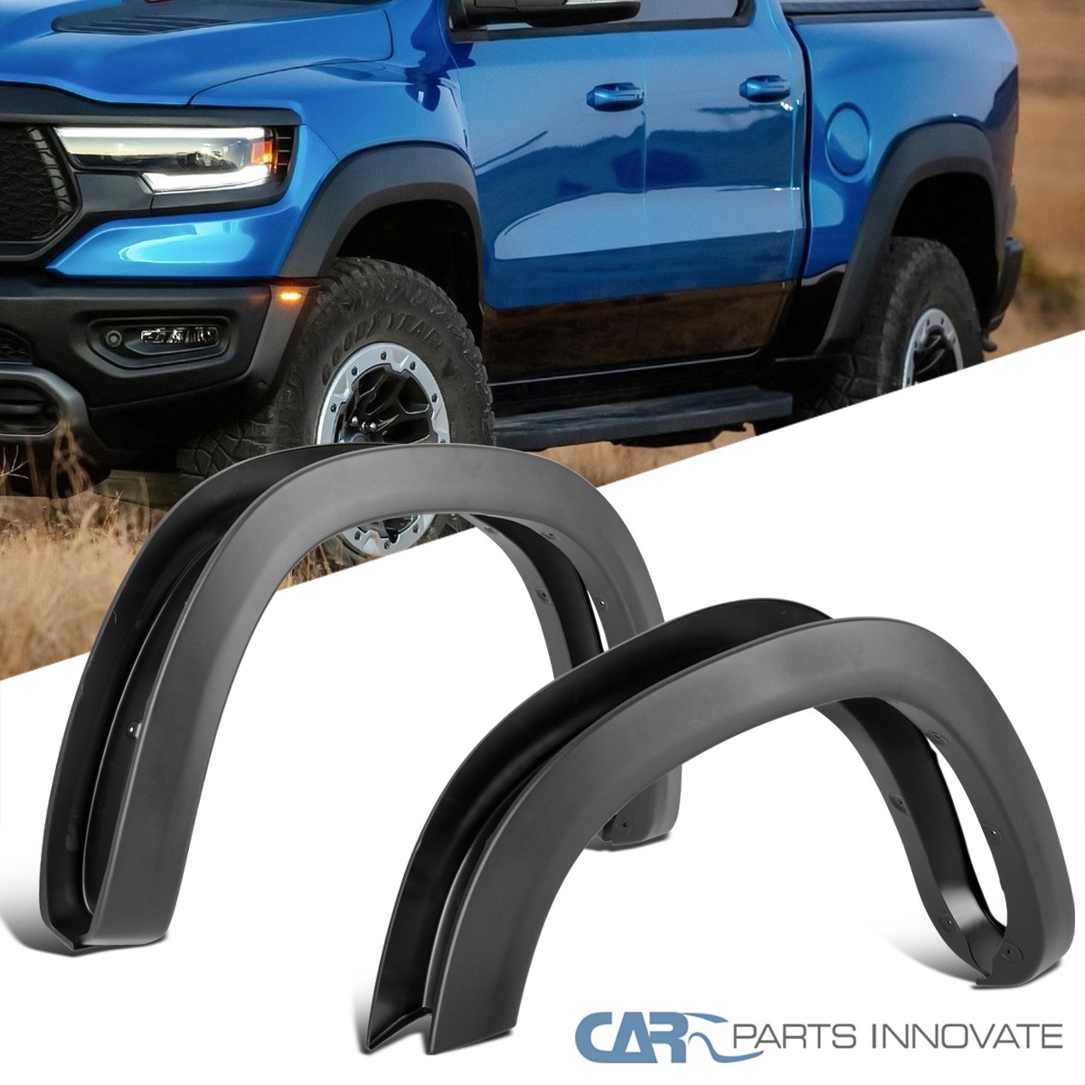 4PC Fit 2019-2024 Dodge Ram 1500 Light Textured Black OE Style Fender Flares