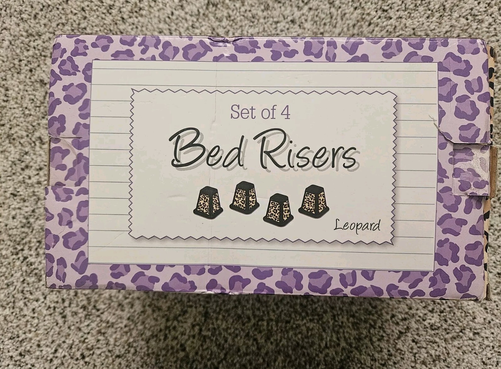 Bed Risers LEOPARD Storage Organization Durable LEOPARD 4-Pack 6 Inch Bed Risers