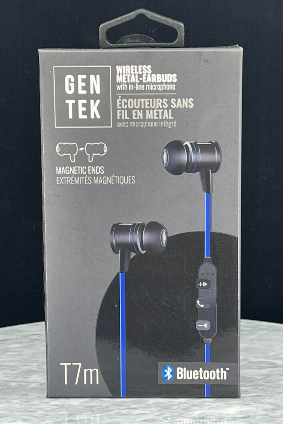 GENTEK T7m Wireless Metal Earbuds with in-line microphone (BLUE)-NIB