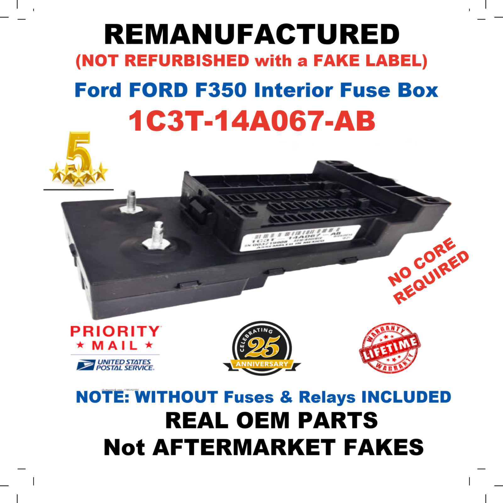 ✔ REBUILT ✔  1C3T-14A067-AB 1999 FORD F350 SUPER DUTY INTERIOR CABIN FUSE BOX