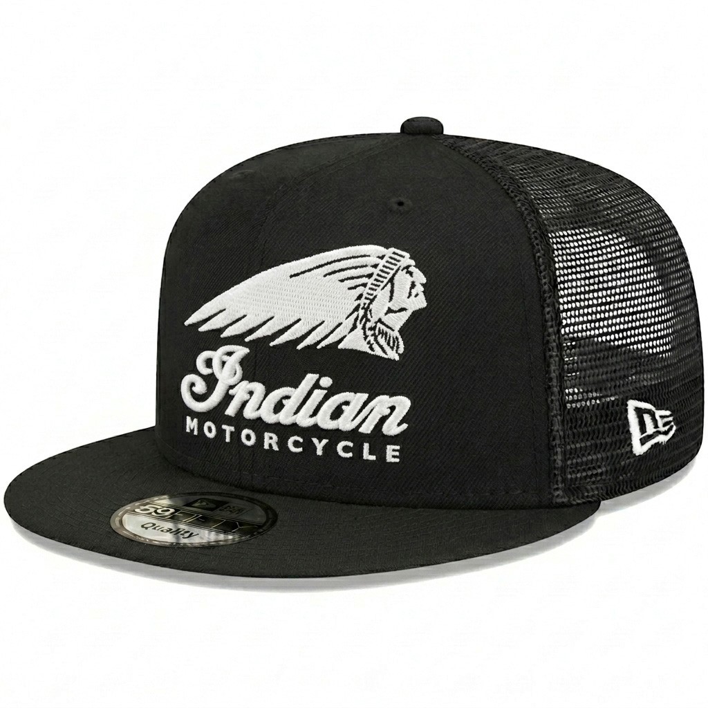 Indian Motorcycle Script Logo Snapback Hat Adjustable Mesh Trucker Cap