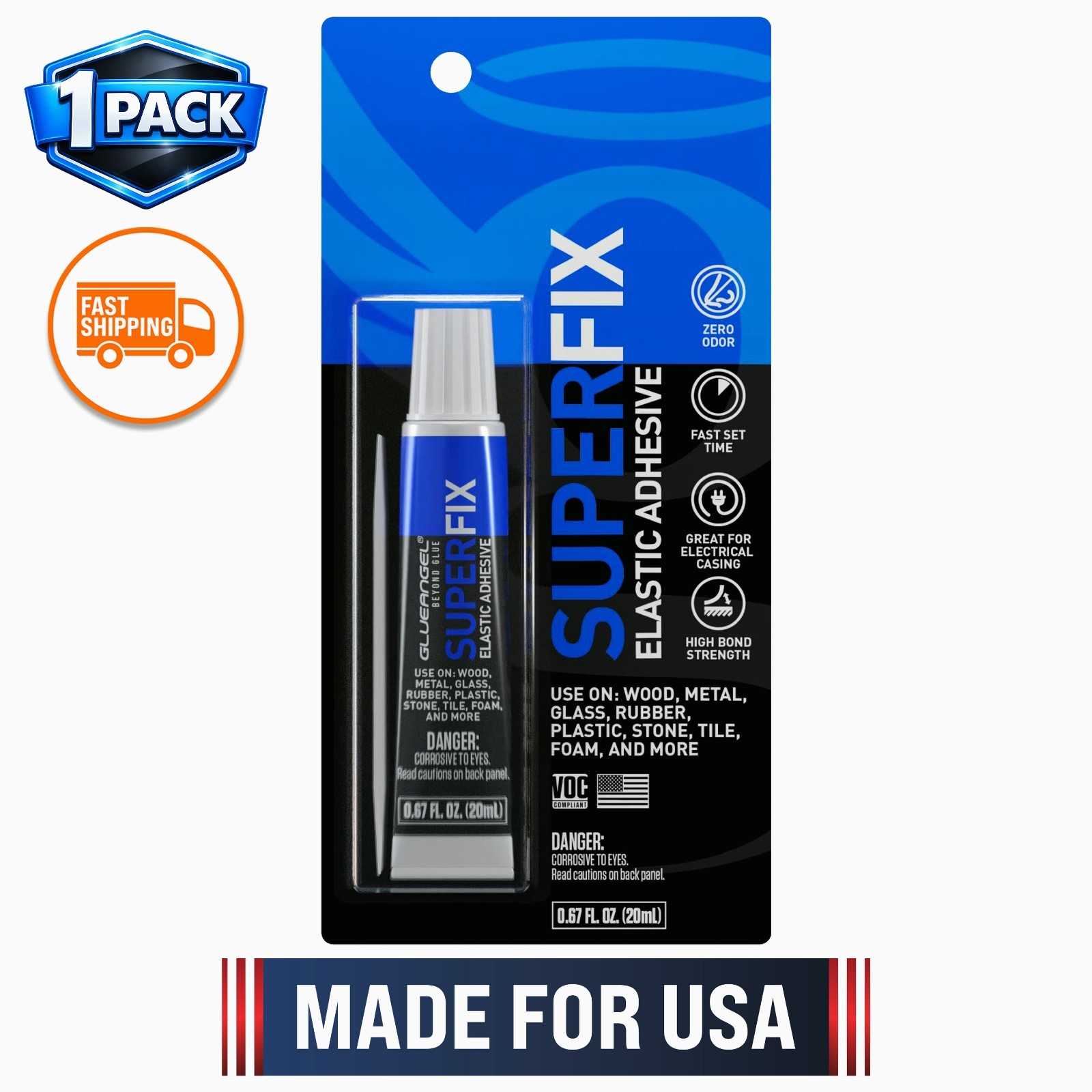 Super Fix Elastic Glue for Foam Plastic Metal Glass Ceramic Tile Clear 20ml