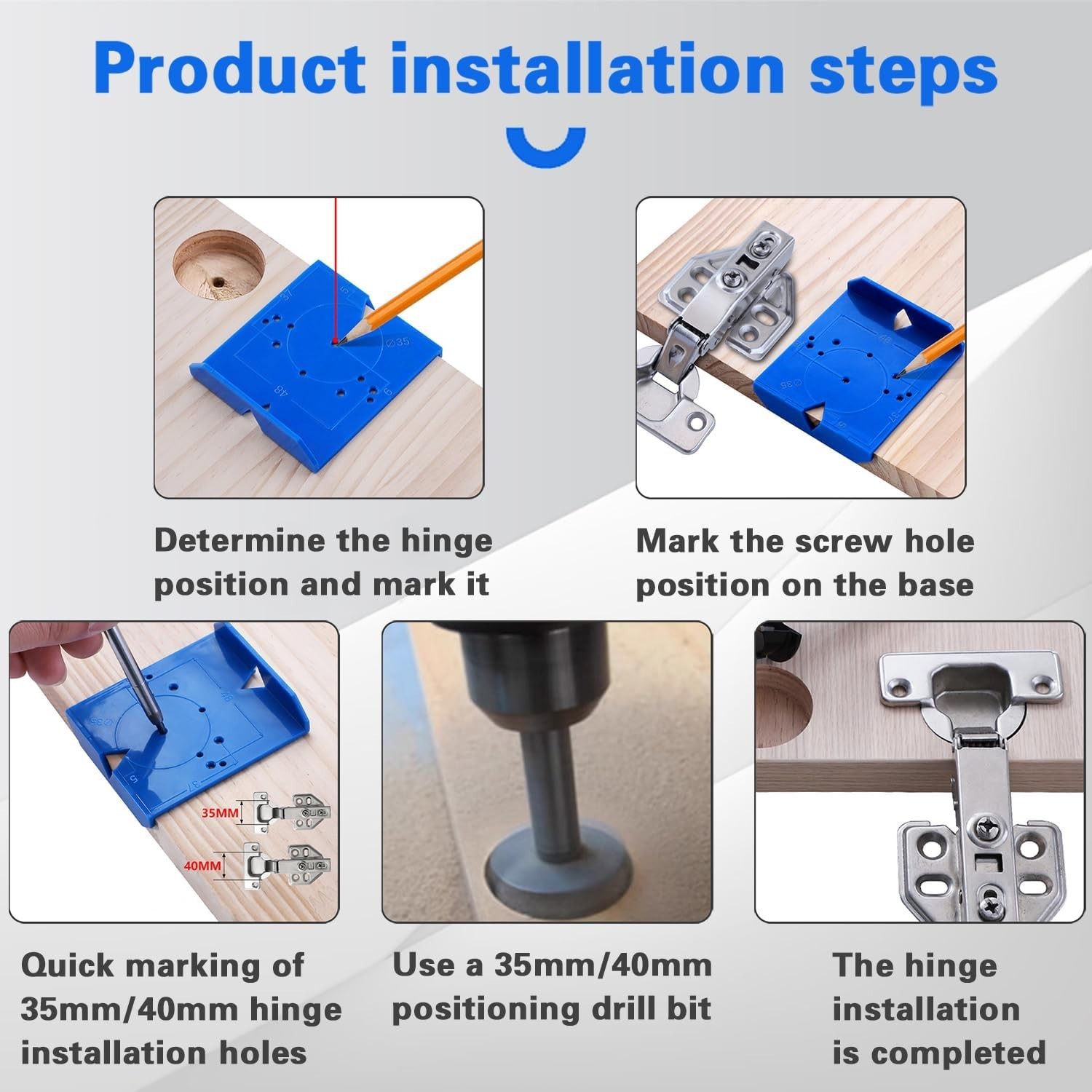 2 Pack Cabinet Door Hinge Jig Mounting Jig Concealed Hinge Positioning Ruler ...