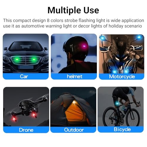 4PCS Wireless Led Strobe Lights for Car,USB Type C Rechargeable Flashing
