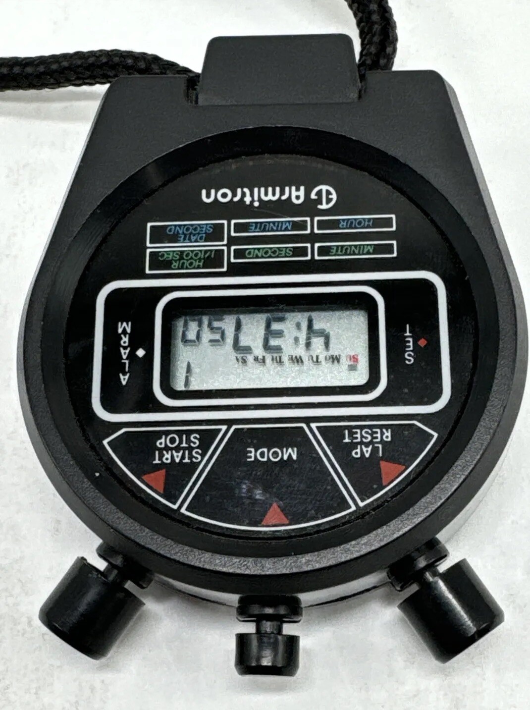 Armitron Date Lap Stopwatch Stop Watch Clock Alarm NEW BATTERY