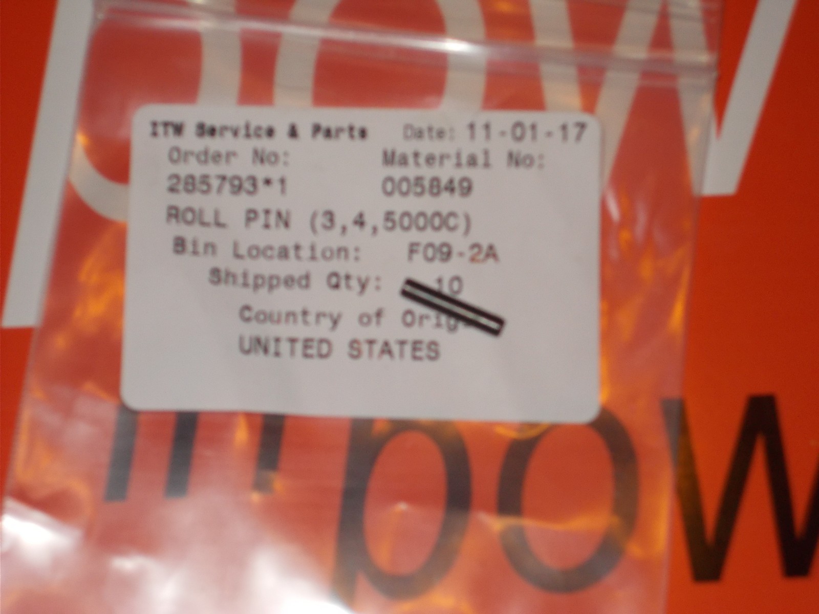 Paslode Part # 005849 ROLL PIN (3,4,5000C)