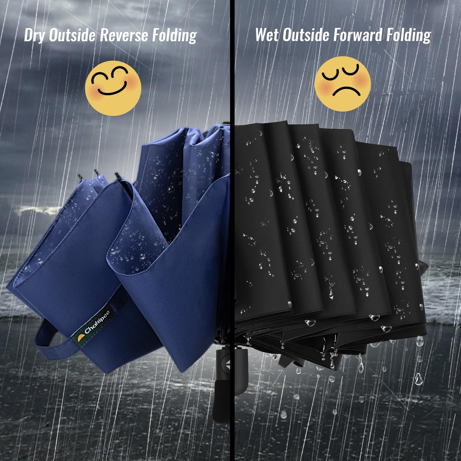 Compact Travel Umbrella Windproof Automatic Folding Rain