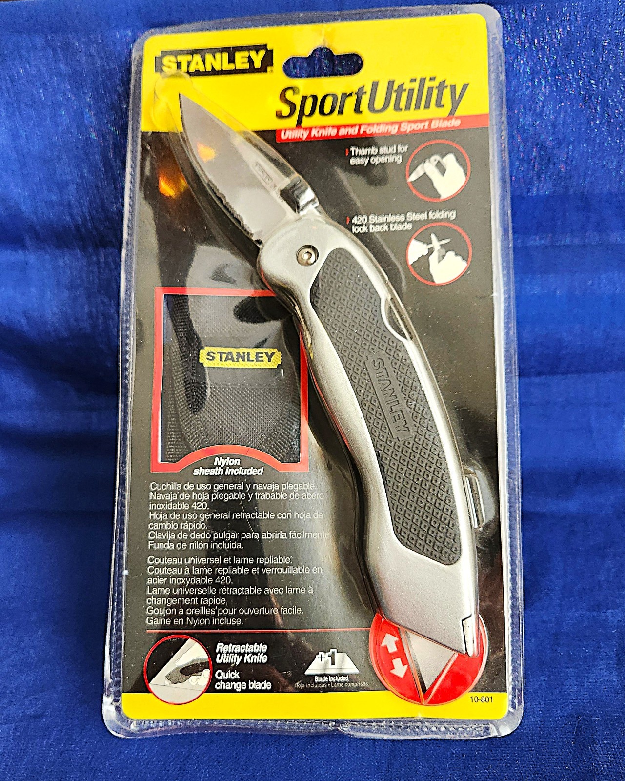 NEW STANLEY SPORT UTILITY KNIFE & FOLDING SPORT BLADE W/CASE
