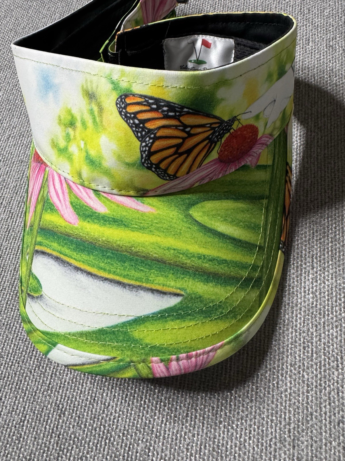 Valentino Dixon Women’s Golf Adj. Performance Visor Butterfly Scenic Landscape.