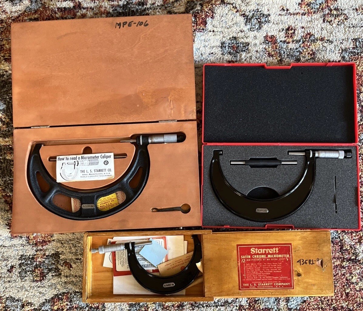 Starrett Micrometers T436RL-5-6 IN/ No 436 6-7 IN/ No 436 3-4 IN W Cases Lot