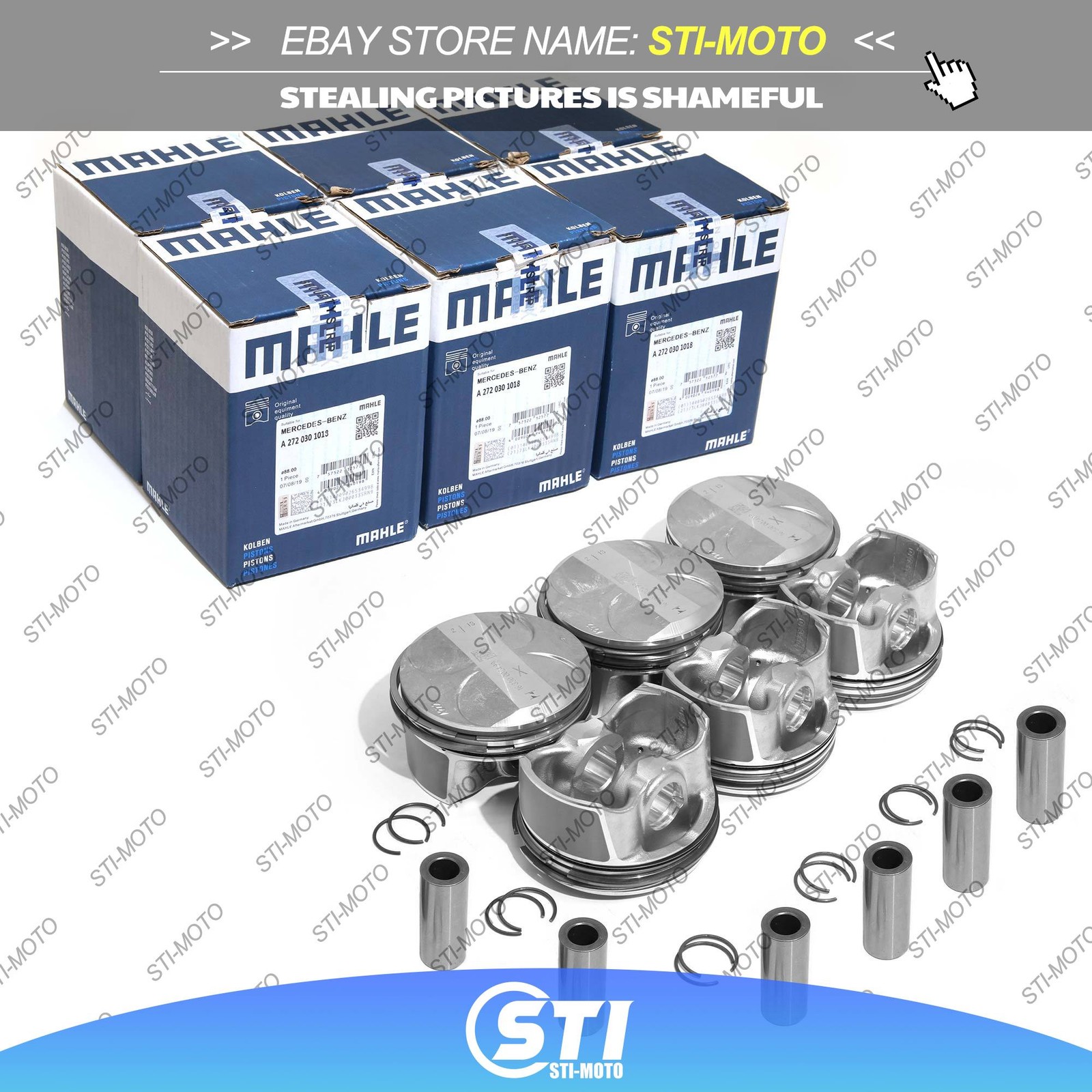 6Pcs Mahle Pistons & Rings STD Φ88mm  for Mercedes-Benz E300 C300 GLK300 V6 3.0L