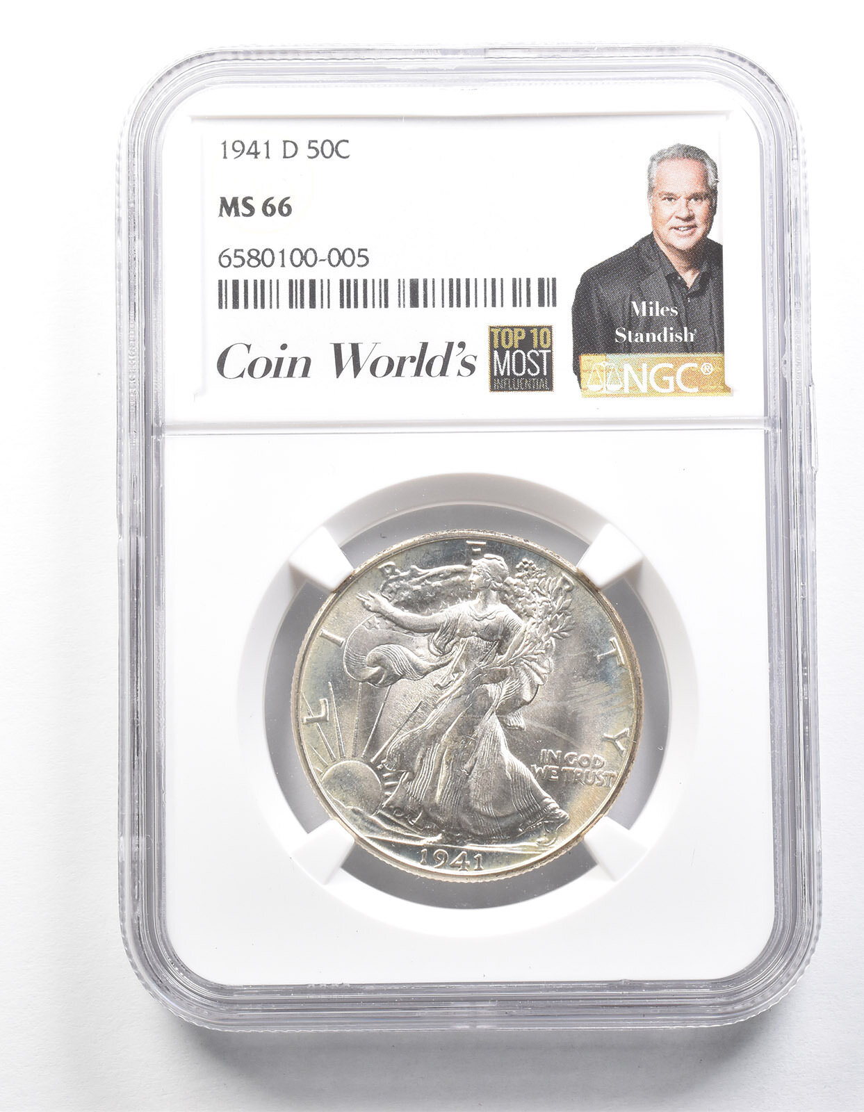 1941-D Walking Liberty Half Dollar Miles Standish MS66 NGC *1393