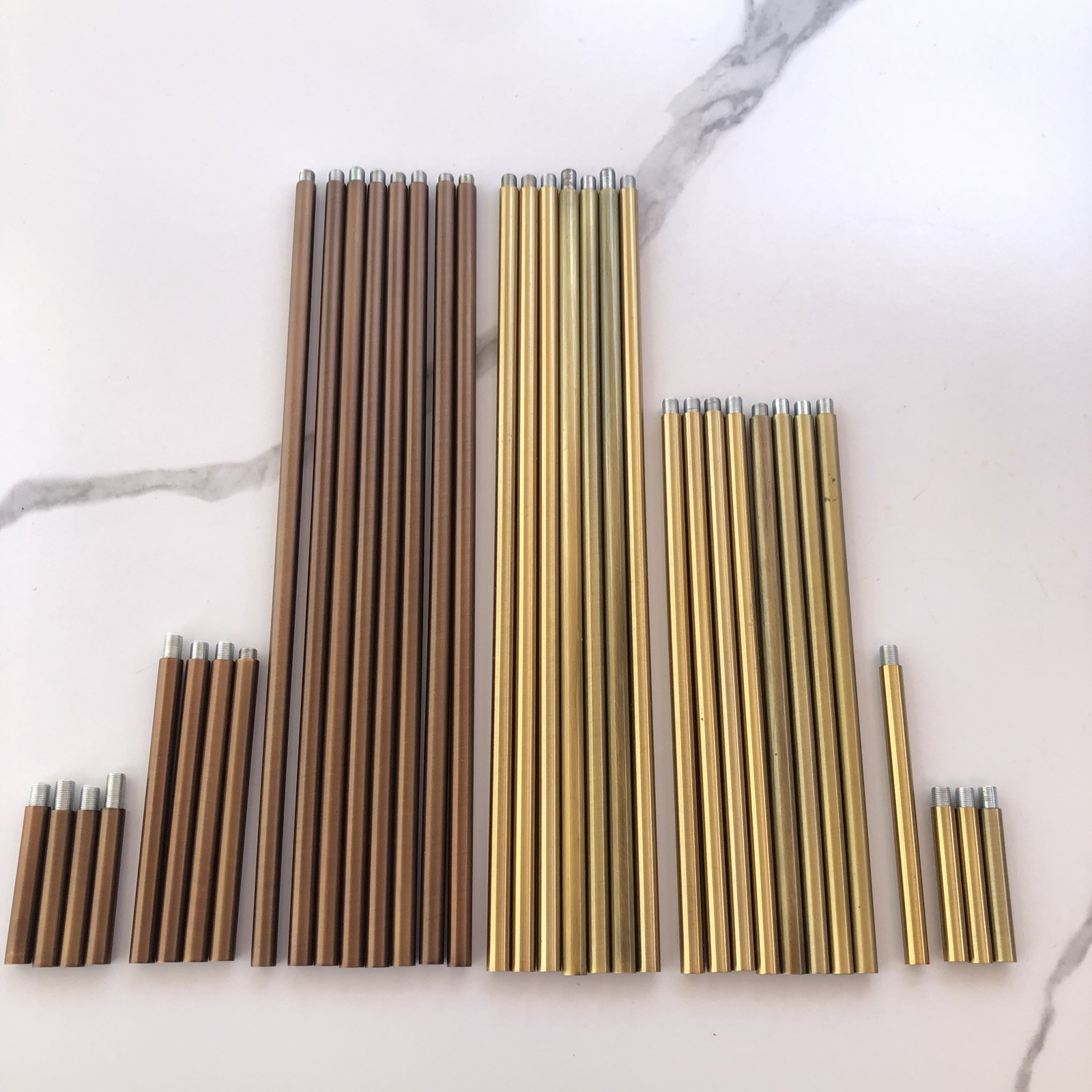 (LOT OF 35) Threaded Extension Rod for Pendant Island Light Bronze + Brass M10