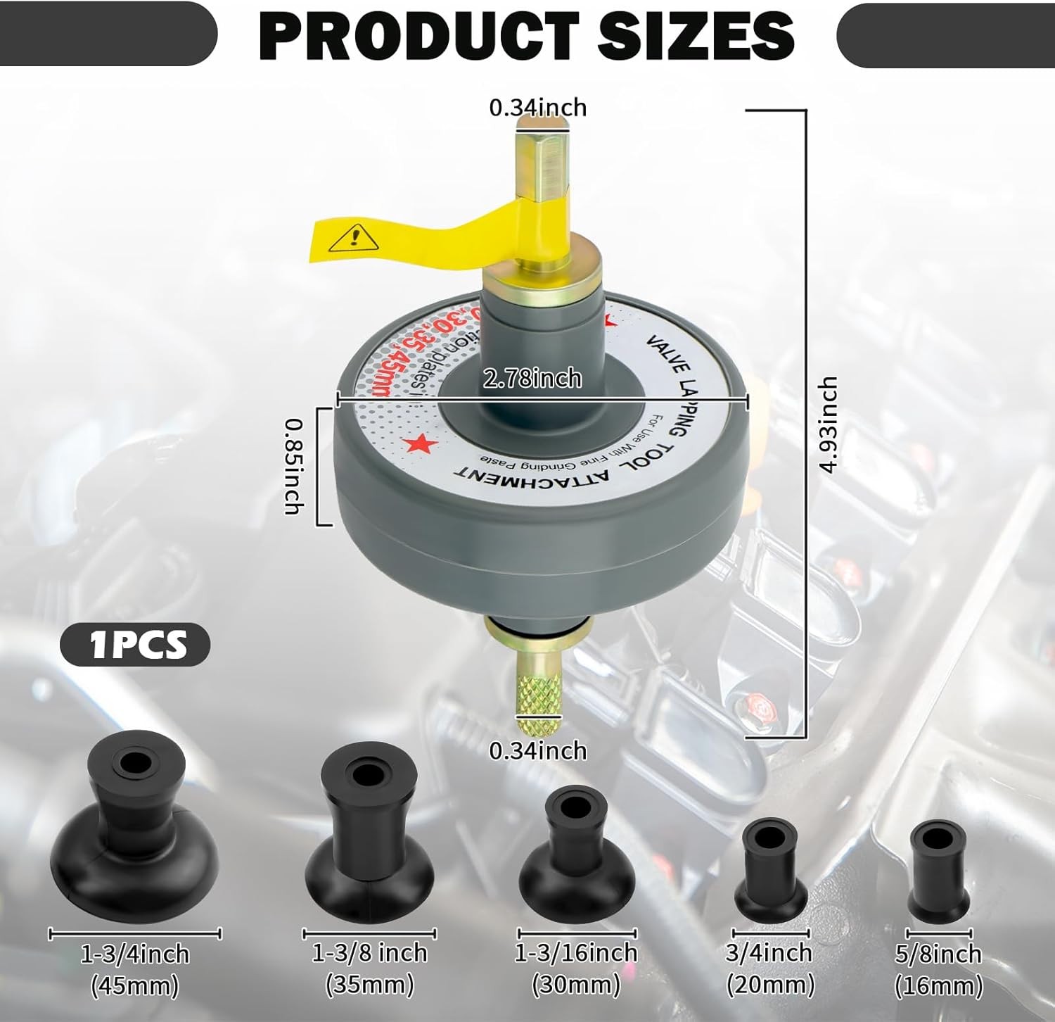 Valve Lapping Tool Kit with 5 Suction Cup Adapters,Durable Kit...