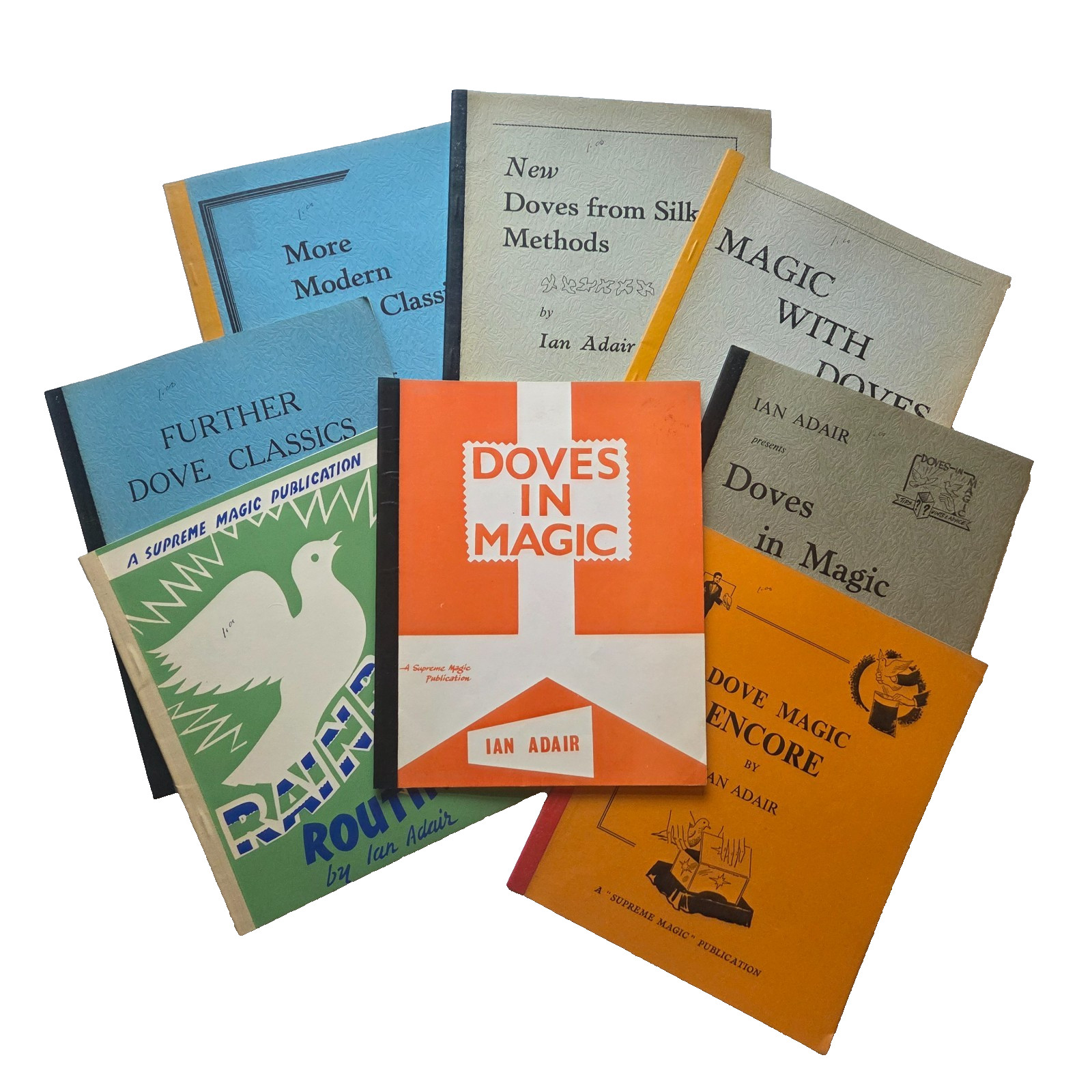 Lot of 8 Dove Magic Books By Ian Adair OOP RARE Supreme Magic VTG 1960s 1970s