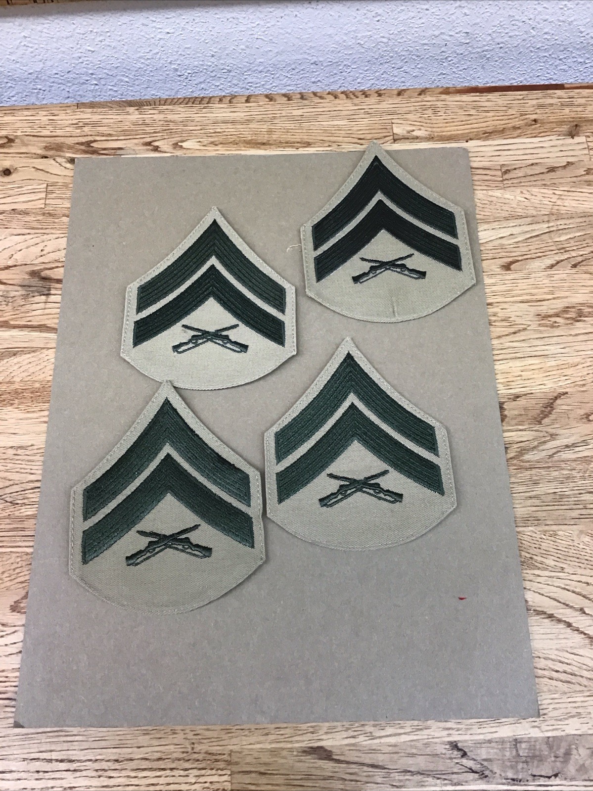 Lot Of (4) US Marine Corps USMC Corporal Green/Khaki Chevron Patches New UM