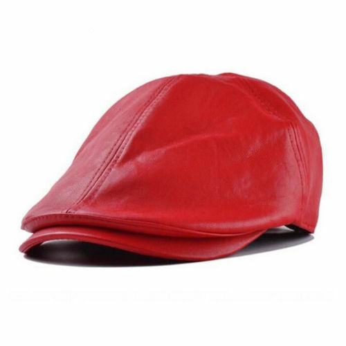 Men Baker Boy Hat Newsboy Gatsby Country PU Leather Flat Cap