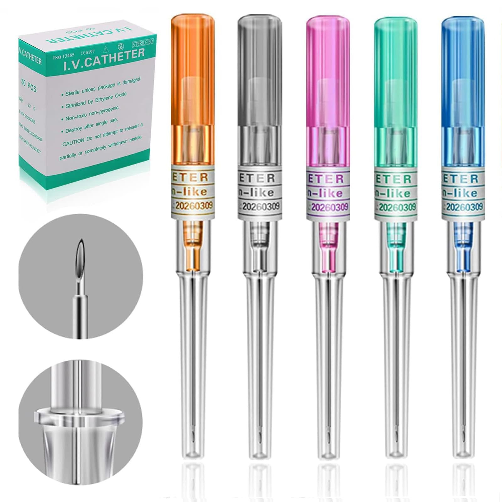Catheter Piercing - Lyuxzad 50Pcs Mixed Iv Catheter 14G 16G 18G 20G 22G Ear