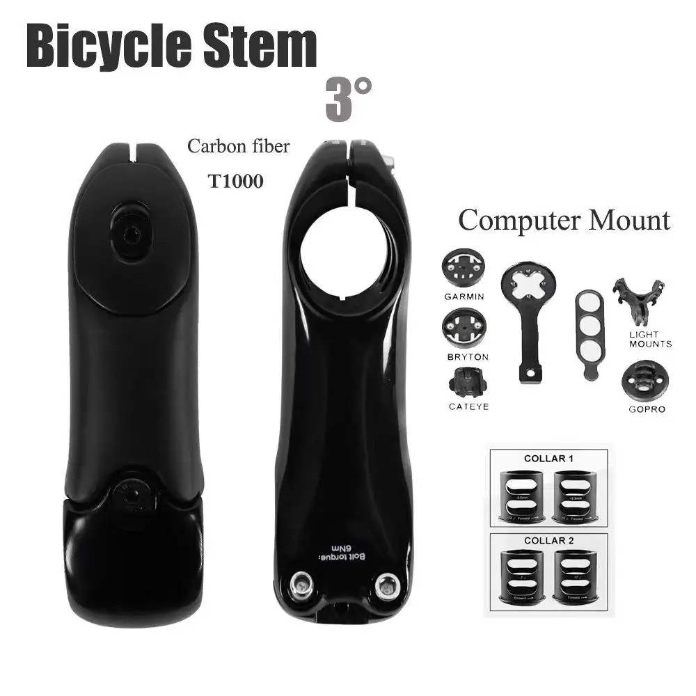 3 Degrees Aero Stem Carbon Fiber MTB/Road Bicycle Stem with Computer Mounts