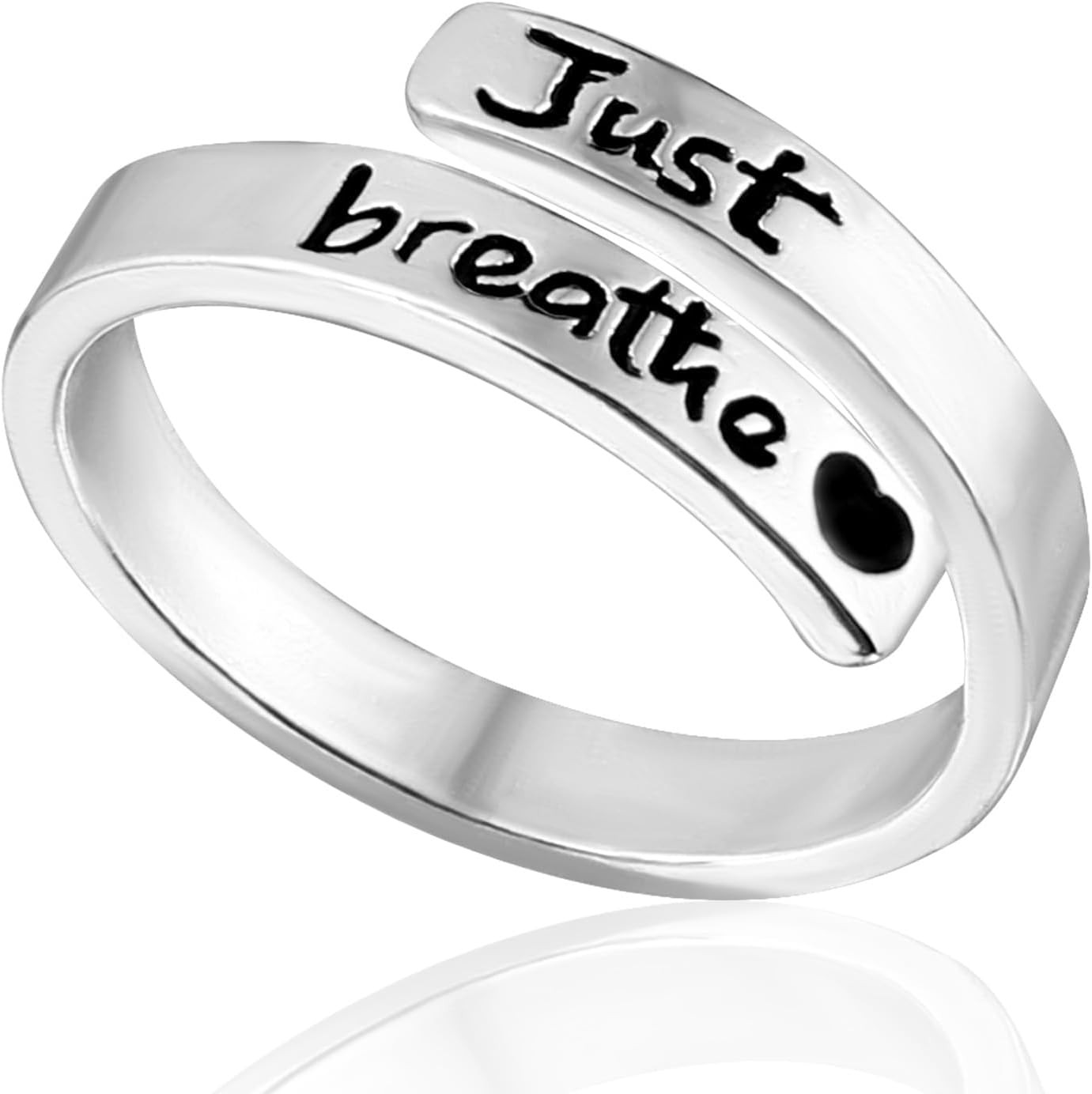 Just Breathe Ring for Women, 0.79in in Diameter Hope Rings Adjustable Silver...