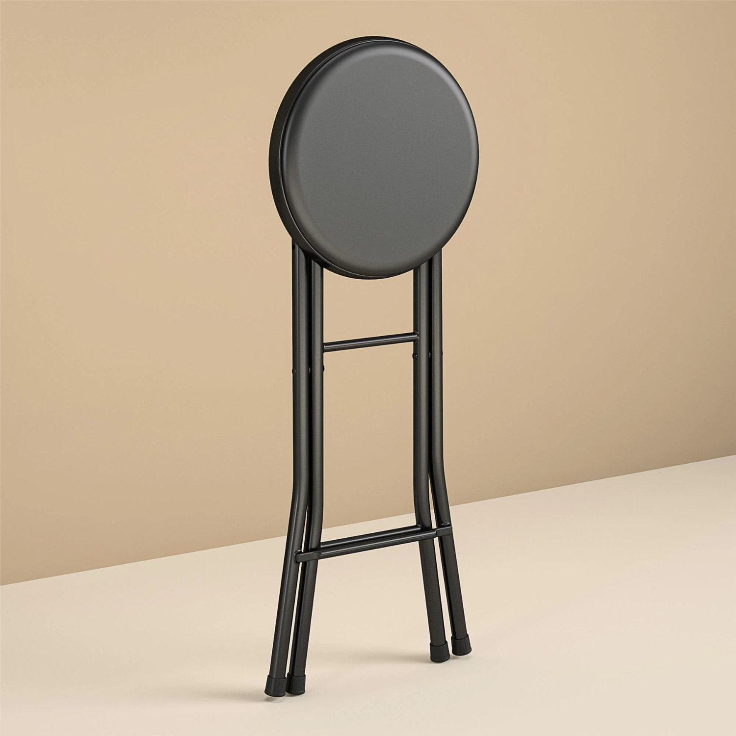 2 Pack Folding Metal Stool, Black, Multi-purpose Seating, Durable and Sturdy