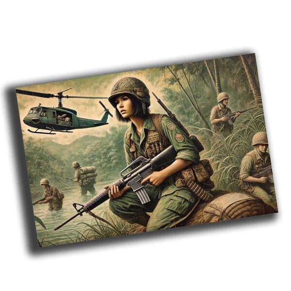 nice vintage woman Vietnam War battlefield retro WW2 Photo Glossy 4*6 in P56