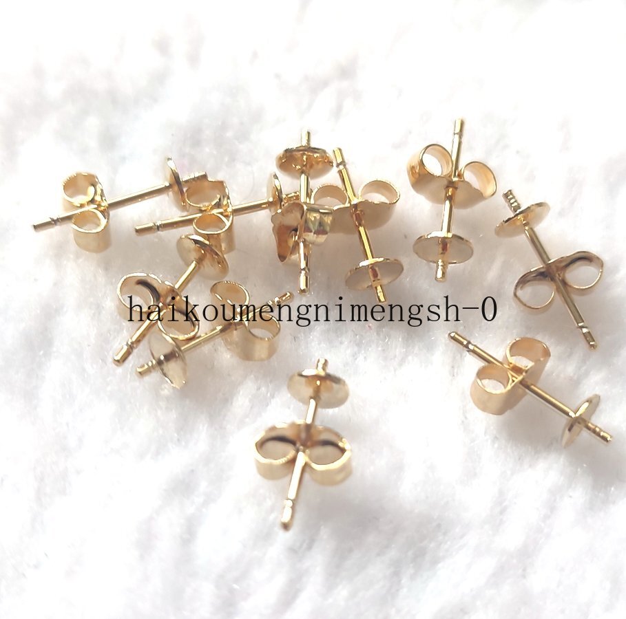 14K Solid Yellow Gold Ear Stud Earring Post Findings Jewelry Accessories