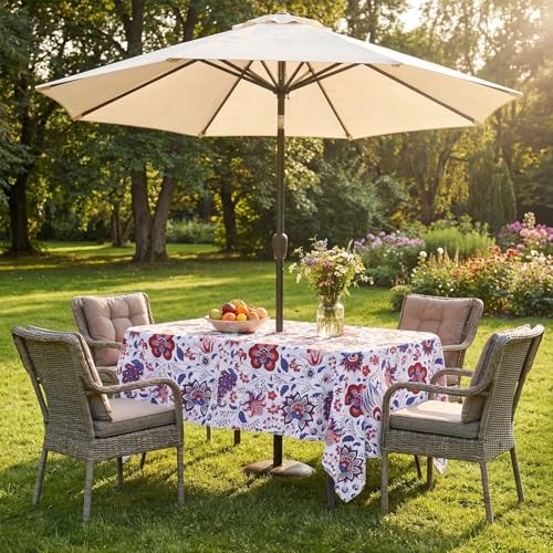 Rectangle Outdoor Tablecloth with 84" x 60" (Rectangular) Gorgeous Flowers