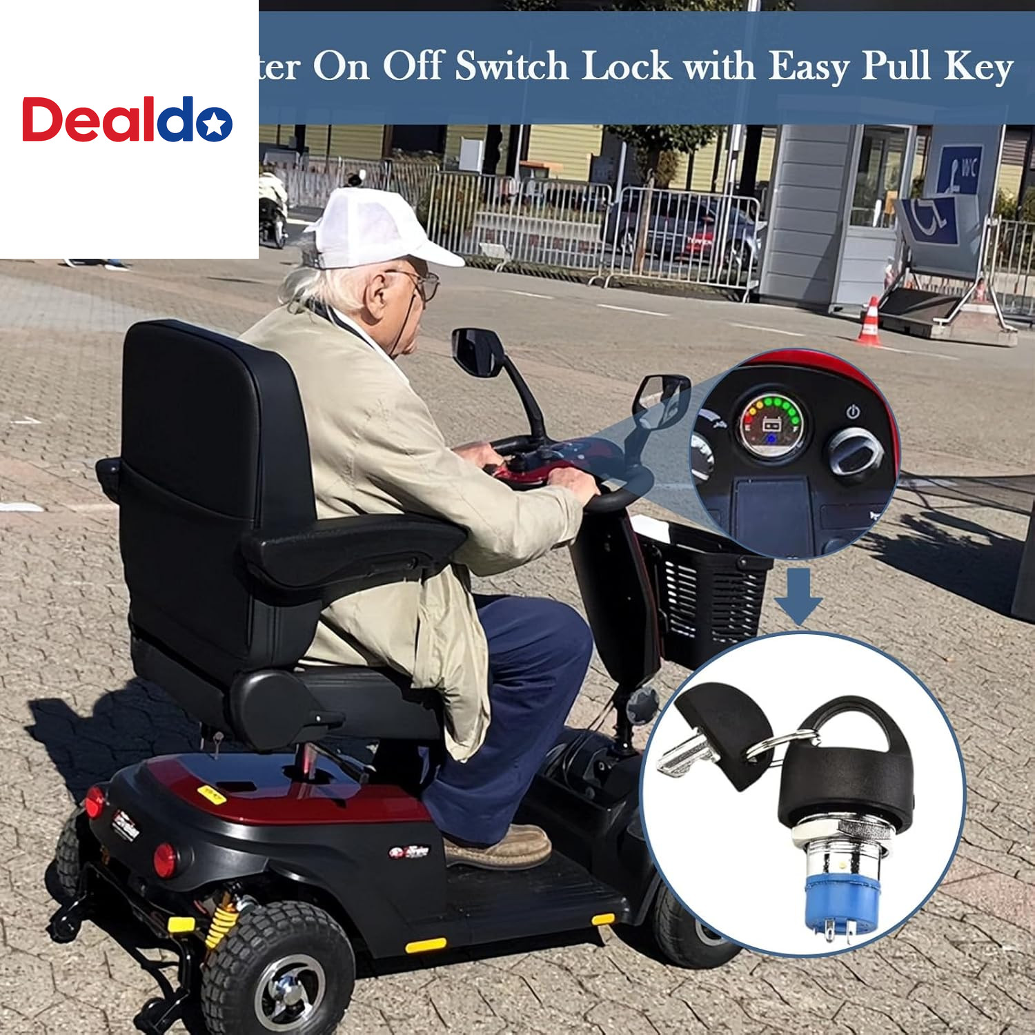 Mobility Scooter Key Switch, Ignition Starter on off Switch Lock, Electric Vehic