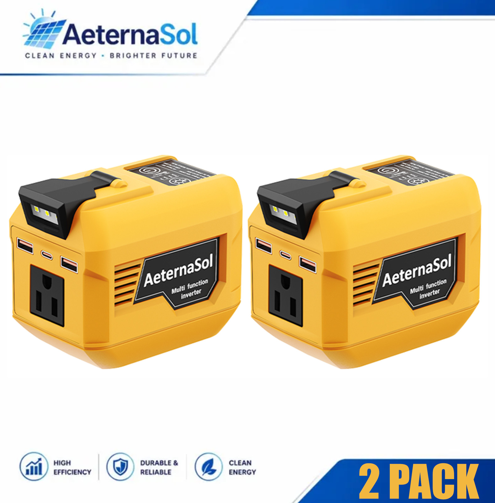 2-Pack 250W Power Inverter for DeWalt 20V  Max Battery Outlet USB-C PD Camping