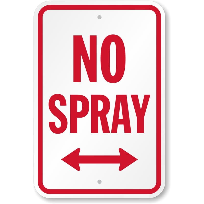 No Spraying With Bidirectional Arrow Aluminum Weatherproof Sign c00848