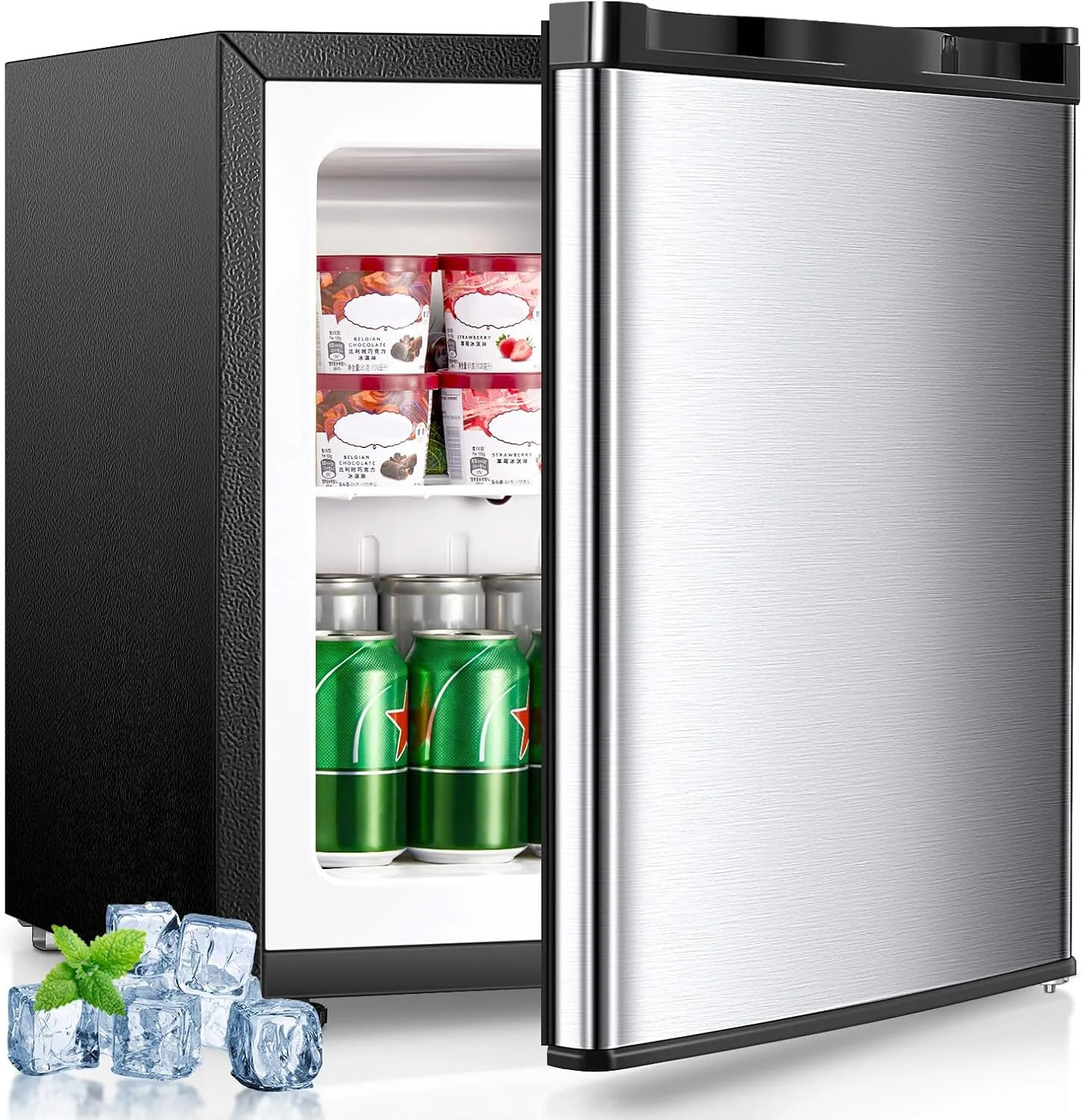 1.1 Cu.ft Mini Freezer with Stainless Steel Door, Premium Compact Freezer