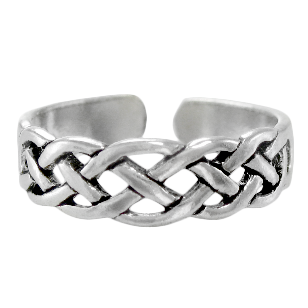 Celtic Knot Toe Ring - Solid Sterling Silver Body Jewelry Pinky Adjustable Size