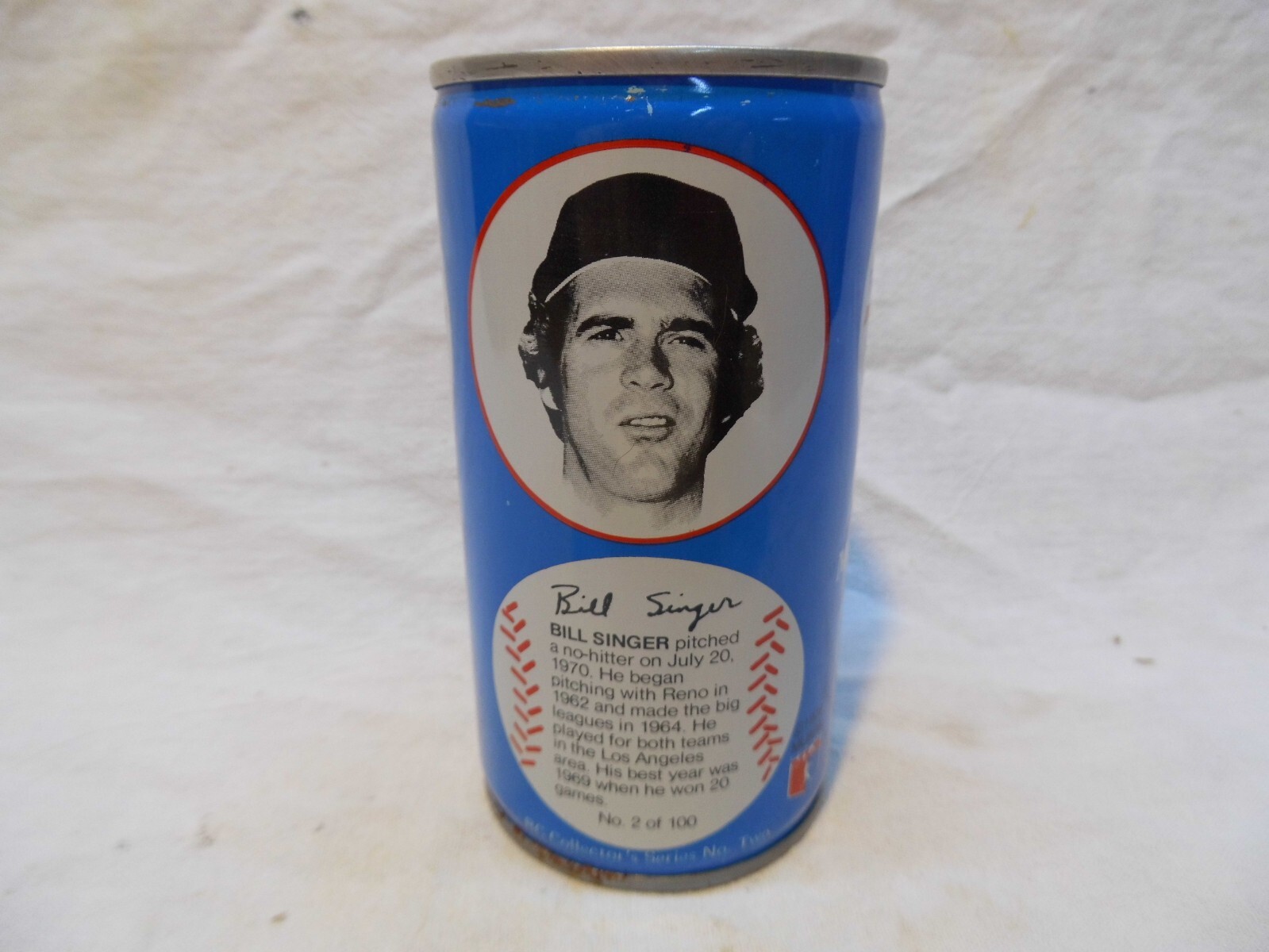 ROYAL CROWN RC COLA BASEBALL C/S SODA CAN~BILL SINGER #2 OF 100