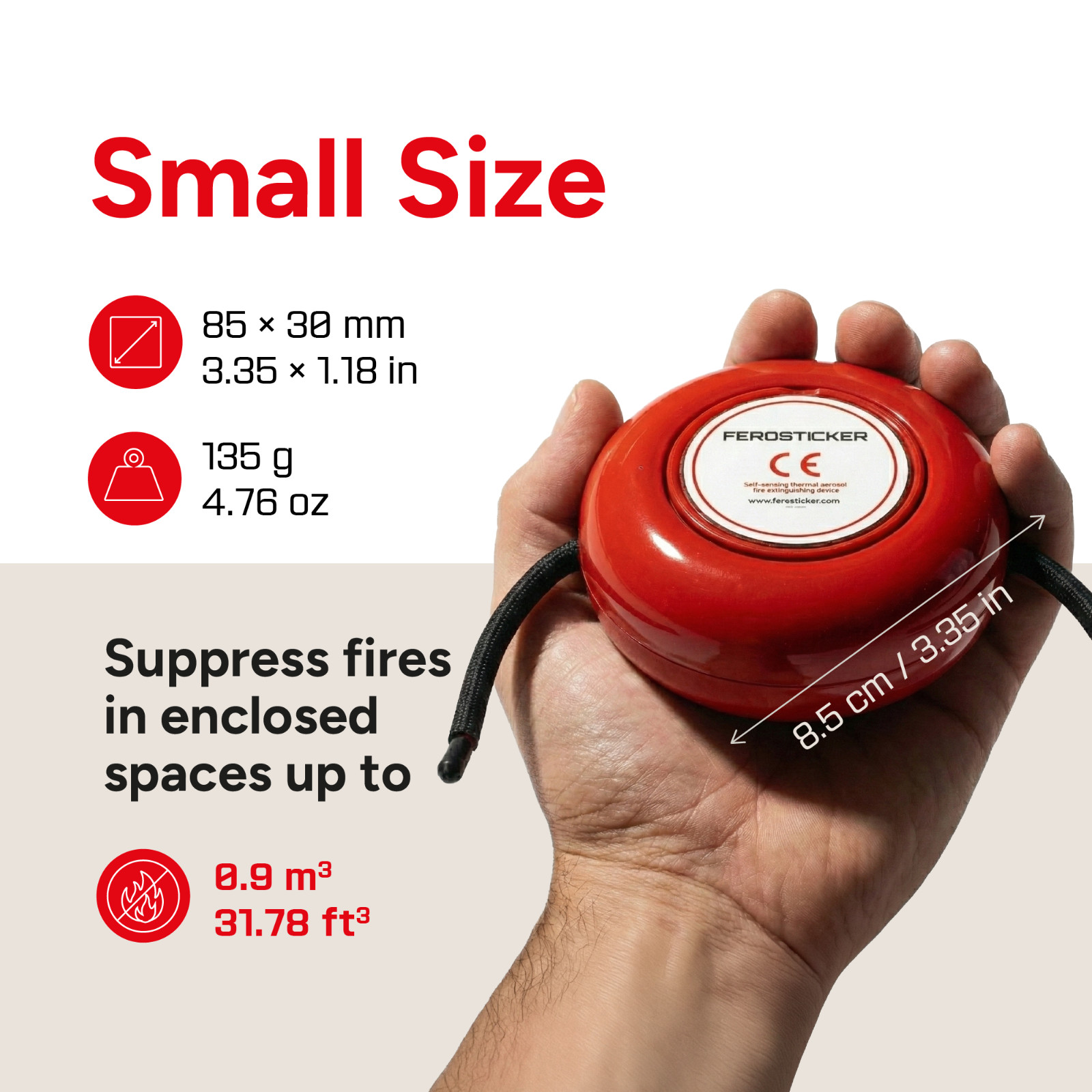 FEROSTICKER Small Automatic Fire Extinguisher for Large Electric Panels (2 Pack)