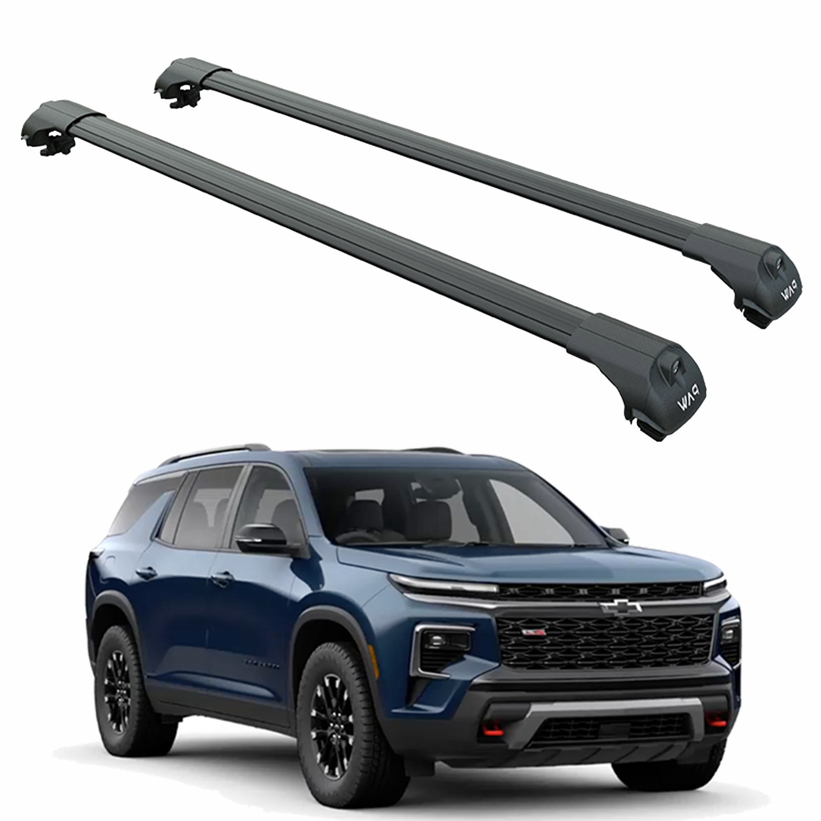 For Chevrolet Traverse Gen3 (2024-2025) Roof Rack Cross Bars Raised Rail, Black
