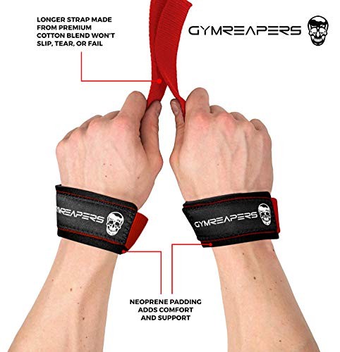 Lifting Wrist Straps for Weightlifting, Bodybuilding, Powerlifting, Red