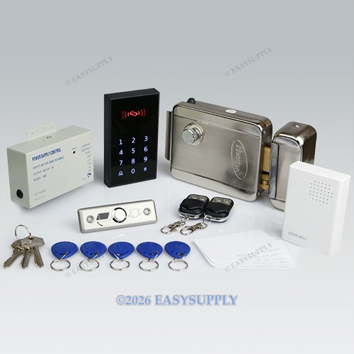 Remote Controlled RFID Door Access Control System Kit + Electric Lock + Doorbell