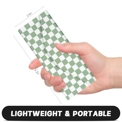 Sunglasses Case, Foldable Glasses Case, Magnetic PU Green Checkred 1 Pcs