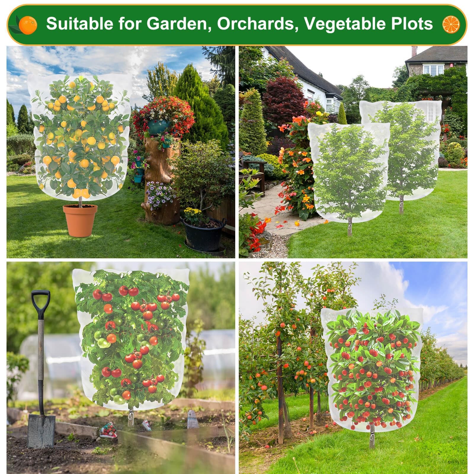 4 Pack 5.2×3.2Ft Bird Netting for Blueberry Bushes, Tree 4 Pack, White