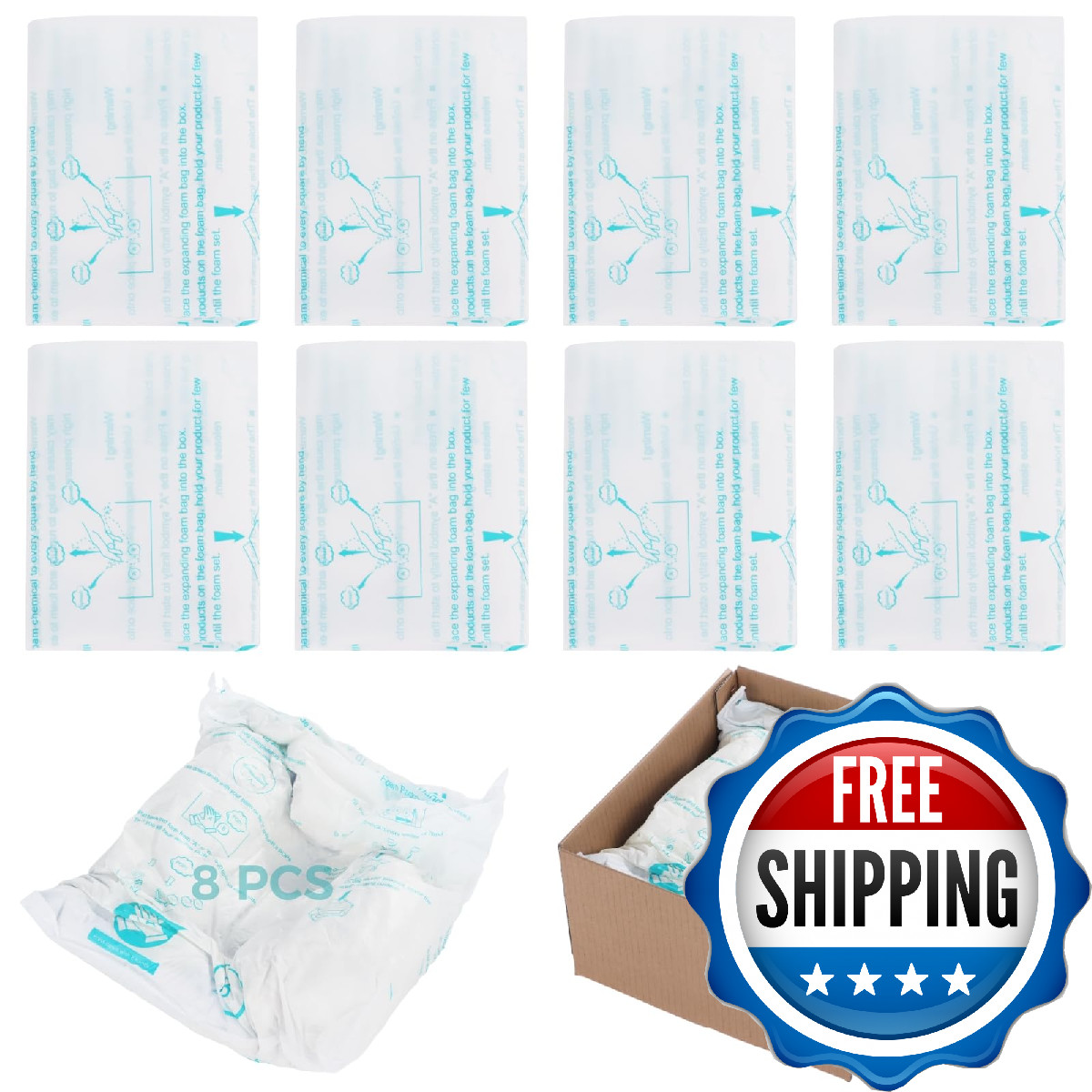 Foam Bags For Shipping 8 PCS 20×24 Inch, Handy Temperature-Activated Expanding P