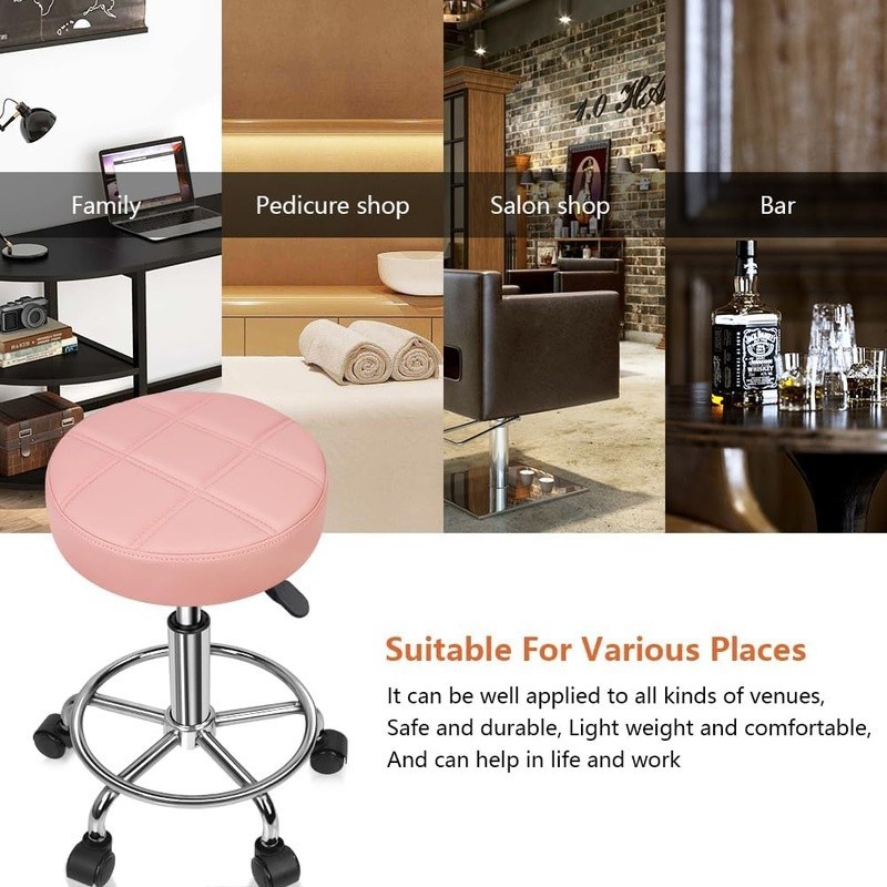 Comfortable 360 Swivel Rolling Massage Stool PU Leather Adjustable Height New