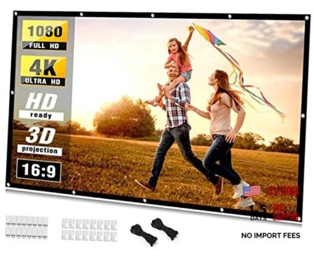 Projector Screen  4K Movie Projector Screen 16:9 HD Foldable and 100 inch